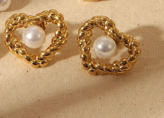 Pearl Heart Earrings