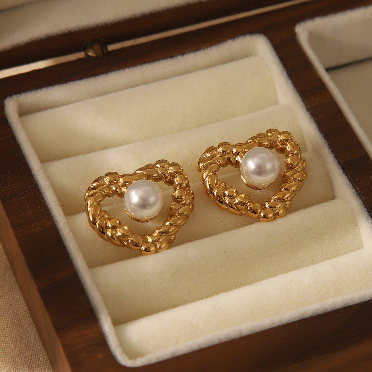 Boucles d'oreilles cœur en perles